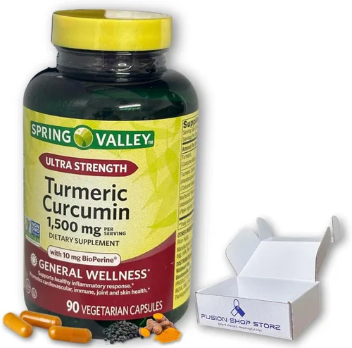 Curcumina de cúrcuma 1500mg con cápsulas de pimienta negra, 90 unidades (paquete de 1), en caja por Fusion Shop Store