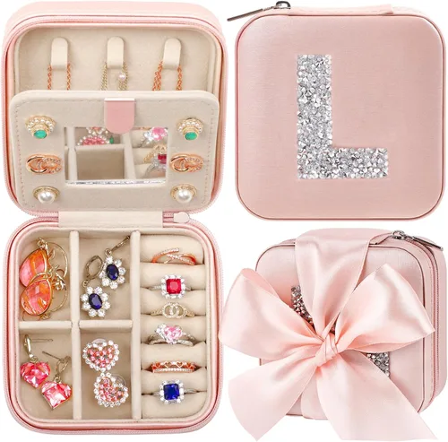CHMI Joyero de viaje, regalos de damas de honor, regalos de viaje para mujeres, pequeña caja organizadora de joyas, estuche de viaje para joyería