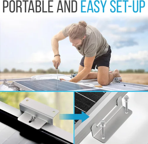Miniatura 4 de Serenelife Kit de inicio solar portátil de 200 vatios y 12 V con 2 piezas de juego monocristalino de 100 W y controlador PWM de 30 A para RV
