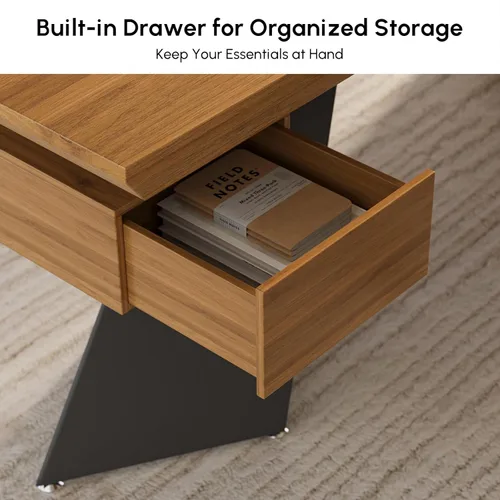 Miniatura 4 de homary Escritorio ejecutivo moderno de 70 pulgadas, escritorio de oficina en casa con cajones, escritorio de madera maciza natural, escritorio
