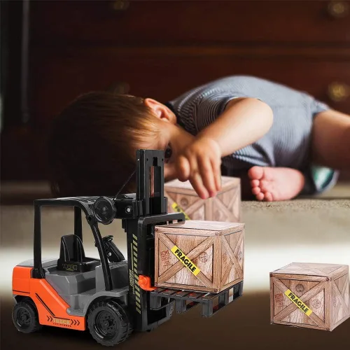 Miniatura 4 de Bnineteenteam 1/12 Escala Niños Carretillas elevadoras Modelo de Juguete de Inercia Carretillas Elevadoras Juguete de Regalo con Caja de Palets