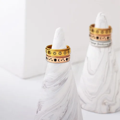 Miniatura 5 de Anillo giratorio para mujeres con ansiedad, de acero inoxidable de 0.236 pulgadas, para aliviar el estrés, anillo de ansiedad para damas