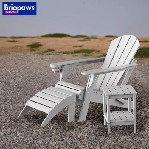 Miniatura 2 de Briopaws Otomana Adirondack plegable, silla Adirondack de polietileno de alta densidad resistente a la intemperie, reposapiés de plástico para Blanco