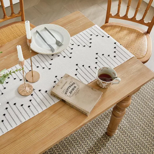 Miniatura 3 de Wracra Camino de Mesa Bohemio, Caminos de Mesa de Macramé Tejidos de Algodón Natural de 36 Pulgadas de Largo para Decoración del Hogar de Granja