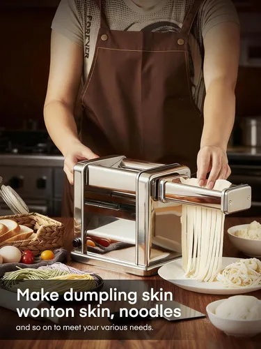 Miniatura 4 de FOHERE Máquina eléctrica para hacer pasta, fabricante de fideos de grosor ajustable para espaguetis, fettuccine, lasaña y albóndigas