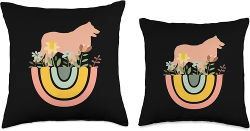 Miniatura 3 de Border Collie Dog - Mom Dad Pet Cute Rainbow Boho Pink Throw Pillow