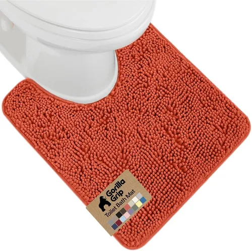Miniatura 19 de Gorilla Grip - Tapete de baño afelpado, absorbente, peludo, de felpilla, para base de inodoro cuadrada, reverso de goma, suave, de microfibra, claro