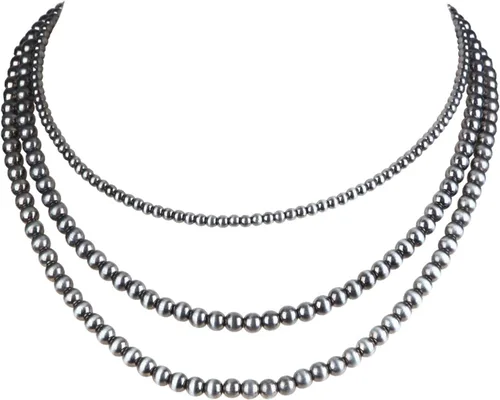Western Jewelry - Collar de perlas Navajo para mujer, hecho a mano, largo, bohemio, turquesa, collares en capas para vaqueras
