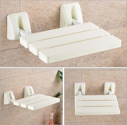Miniatura 8 de Pilarmuture Asiento de ducha plegable montado en la pared, asiento de ducha ABS duradero antideslizante para ducha interior, silla de taburete