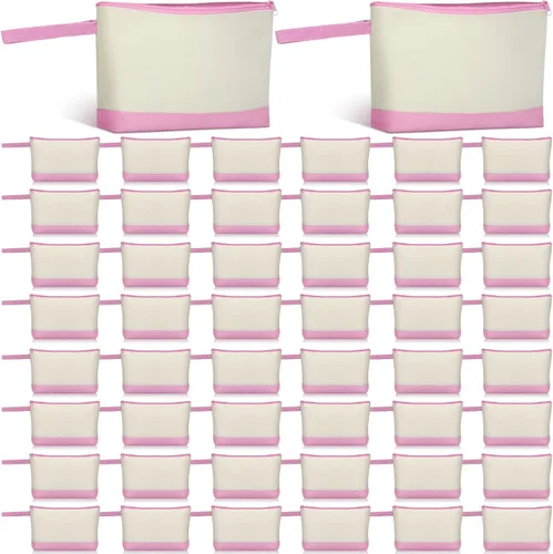 Miniatura 19 de Silkfly Bolsas de maquillaje de lona de algodón con cremallera cosmética de 10.2 x 5.5 x 2 pulgadas, bolsa de bricolaje en blanco a granel