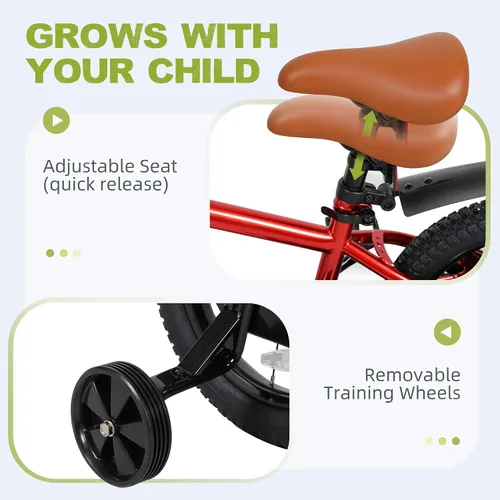 Miniatura 3 de Bicicleta plegable de 14/16/18 pulgadas con ruedas de entrenamiento, regalos para niñas y niños de 3 a 10 años, bicicleta para niños pequeños