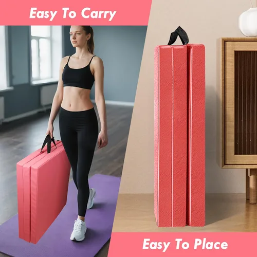 Miniatura 5 de Tapete de gimnasia plegable de 6 x 2 pies, tapete de yoga de espuma de alta densidad de 2 pulgadas de grosor, antideslizante, para entrenamientos