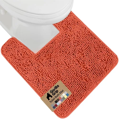 Miniatura 79 de Gorilla Grip - Tapete de baño afelpado, absorbente, peludo, de felpilla, para base de inodoro cuadrada, reverso de goma, suave, de microfibra, claro