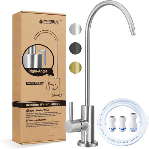 Miniatura 7 de Grifo de agua potable – Grifo de agua filtrado de vástago de rosca larga para encimera gruesa, grifo de ósmosis inversa sin plomo con manguera