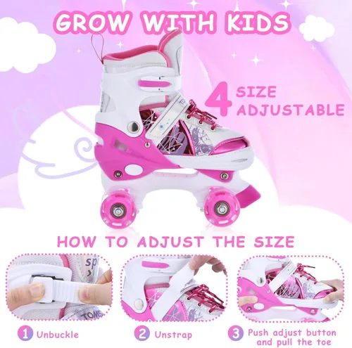 Miniatura 3 de TOMSHOO Patines de ruedas para niños y niñas de 3 a 5, 5 a 8, 6 a 12, 4 tamaños, patines ajustables con ruedas iluminadas, para regalo de cumpleaños