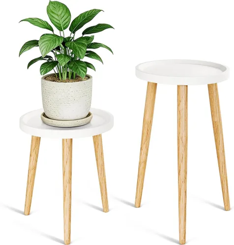 Miniatura 10 de Soporte alto para plantas de interior, soportes de metal para plantas de interior de mediados de siglo, mesa de altura ajustable para macetas
