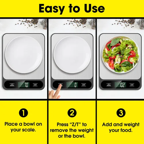 Miniatura 7 de Mik-Nana báscula de alimentos, báscula de cocina digital de 10 kg/22 lb, peso en gramos y onzas para hornear, cocinar, café, paquete de correo, 6