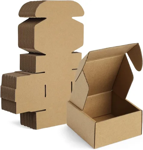 Famagic Paquete de 50 cajas de envío pequeñas de 4 x 4 x 2 pulgadas, cajas de correo de cartón corrugado marrón para pequeñas empresas, cajas de