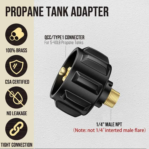 Miniatura 2 de Adaptador de tanque de propano QCC1 para tubo macho de 1/4 pulgadas, NPT, kit de montaje de conector de tanque de propano para regulador, manguera