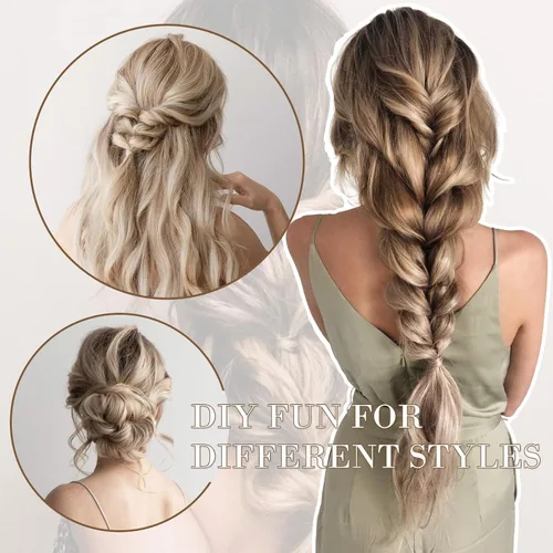 Miniatura 6 de REECHO Extensiones de cabello, 4 extensiones de cabello con clip, HE001, extensiones de cabello sintético suave natural para mujer, rubio claro