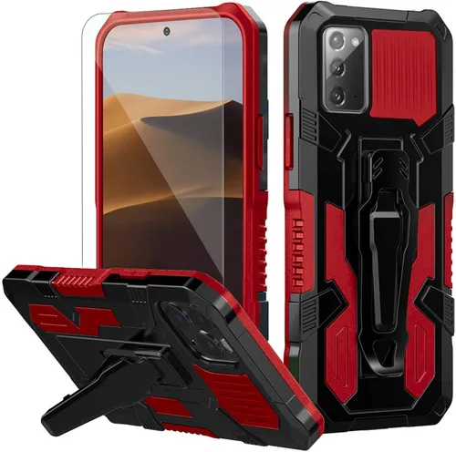 Miniatura 8 de Funda compatible con Samsung Galaxy Note 20 5G, con protector de pantalla de vidrio templado y clip para cinturón, cuerpo completo, resistente, a