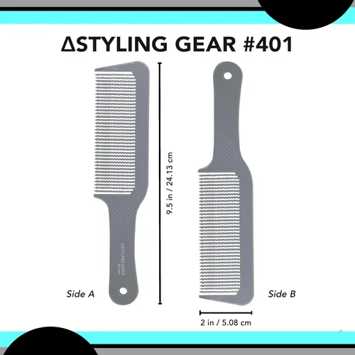 Miniatura 2 de Styling Gear 401 XL Peine de peluquero Flattops Clipper Peine Corte de pelo Dientes ondulados Dientes anchos Peines de peluquero Top plano 2 piezas