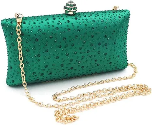 Vistatroy Bolso de noche para mujer, con diamantes de imitación brillantes para boda, fiesta de noche, bolso de mano con cadena, bolso cruzado de