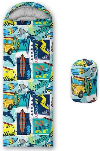 Miniatura 14 de Saco de dormir para niños y adultos, patrón de piel de jirafa marrón, ligero, cálido, portátil, para exteriores, interior, impermeable, resistente