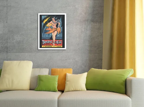 Miniatura 4 de Tropic Isle - Hawaiian Hula Dancer - Pin Up Girl - Póster de teatro vintage c.1940s - Cartel artístico de madera vintage de 8 x 12 pulgadas