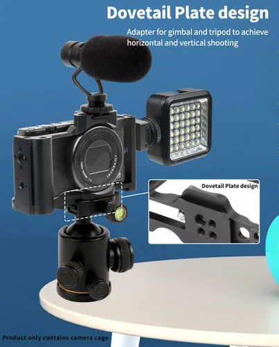 Miniatura 5 de ZV1 - Kit de jaula para cámara compatible con soporte de extensión estabilizador Sony ZV1 Video DSLR (jaula con mango + clip)