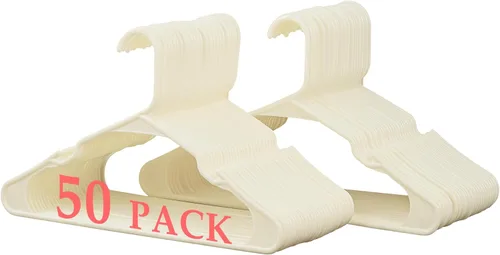 Miniatura 8 de VECELO Paquete de 50 perchas de plástico, perchas de ropa que ahorran espacio con muescas para los hombros para correas, perchas antideslizantes