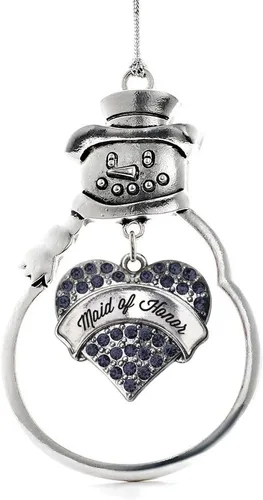Miniatura 50 de Inspired Silver - Fuerza Aérea - Adorno de Navidad plateado - Adorno de árbol de Navidad con colgante de corazón azul con circonita cúbica