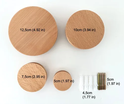 Miniatura 7 de Ganchos redondos de madera para colgar en la pared, perchas de madera para colgar en la pared, ropa, bufanda, sombrero, bolsa, toalla, decoración