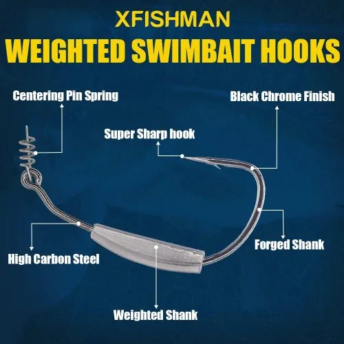 Miniatura 2 de Pesado-Swimbait-Hooks-Jig-Heads-Ganchos de pesca de gusano de plástico suave 3/0 4/0 5/0 paquete de 6