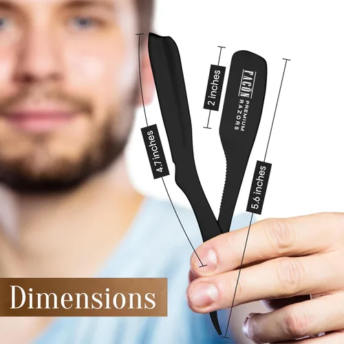 Miniatura 7 de Facón - Maquinilla de afeitar recta para hombre, kit profesional de afeitar de borde recto con 100 cuchillas, afeitadora barbero japonesa de acero