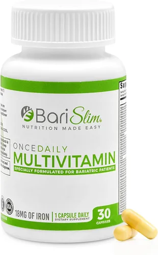 BariSlim Cápsula multivitamínica bariátrica Once Daily - 18 mg de hierro - Vitamina bariátrica y suplemento para poscirugía incluyendo bypass