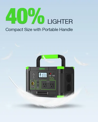 Miniatura 5 de Estación de energía portátil de 500 W, 519.48 Wh/140400 mAh, generador solar, batería de litio de reserva, fuente de alimentación con 2 salidas