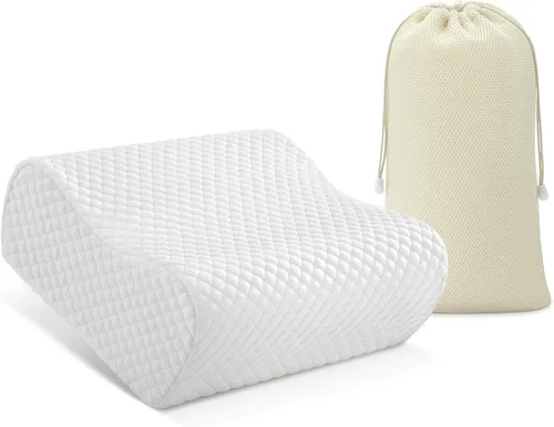 AM AEROMAX Almohada de espuma viscoelástica de contorno de viaje, almohada cervical para aliviar el dolor de cuello, almohadas ortopédicas para