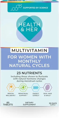 Health & Her Multivitamínico para mujeres con ciclos naturales mensuales - Suplementos para mujeres - Apoyo nutricional y bienestar para el ciclo