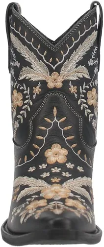 Miniatura 2 de Dingo - Botas con bordados florales de prímula para mujer, de punta triangular, tacón bajo de 1-2 pulgadas, color negro