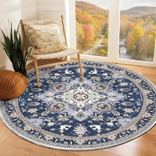 Miniatura 64 de OPPODREAM Alfombras suaves, pequeñas y lavables con parte trasera antideslizante, alfombra de cachemira sintética de pelo bajo, 2 x 3 pies, azul