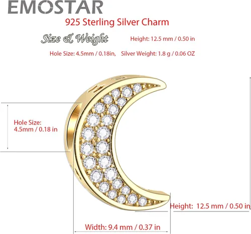 Miniatura 3 de EMOSTAR Rose Gold Valentines Day Charms fits European Bracelet Boy and Girl in Love I Love You Gesture Stars Crescent Moon Crown Celtic Knot Charm