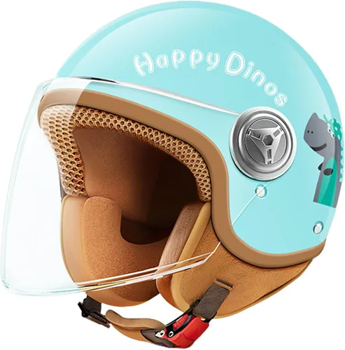 Miniatura 9 de Casco de motocicleta de cara abierta 3/4 aprobado por DOT, cascos ligeros retro vintage, para niños y niñas de 3 a 15 años de edad, casco de scooter