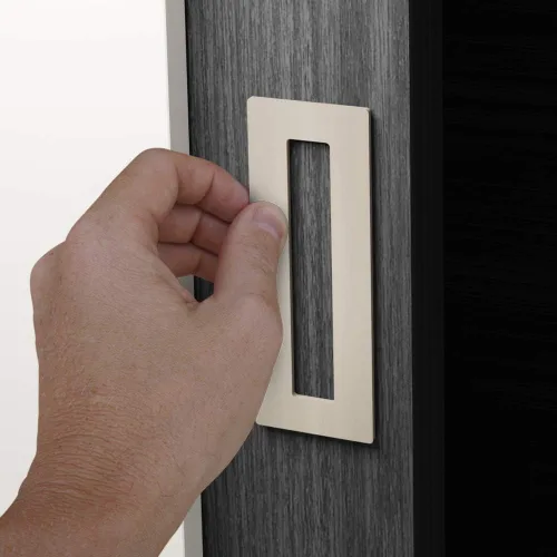 Miniatura 6 de HRX STQ - Manija corredera de aluminio para puerta de granero, borde autoadhesivo para puertas de armario de bolsillo, sin tornillos, despegar