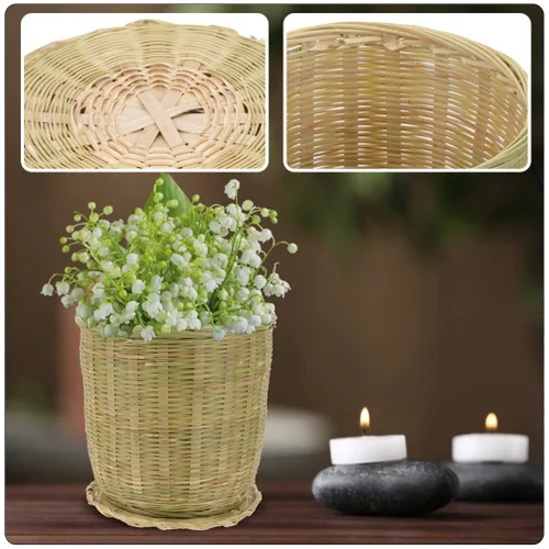 Miniatura 4 de Zerodeko Cesta de almacenamiento tejida con tapa versátil organizador de cocina para verduras, juguetes y artículos diversos, decoración rústica