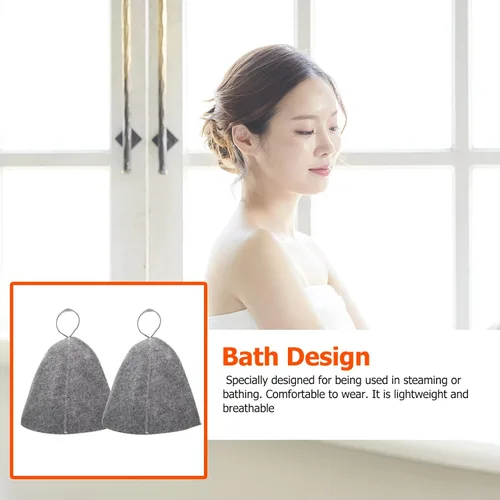 Miniatura 2 de EXCEART Sombrero de sauna de fieltro grueso, ligero y cómodo, con absorción de humedad y lazo para colgar, para hombres y mujeres, sauna, sala