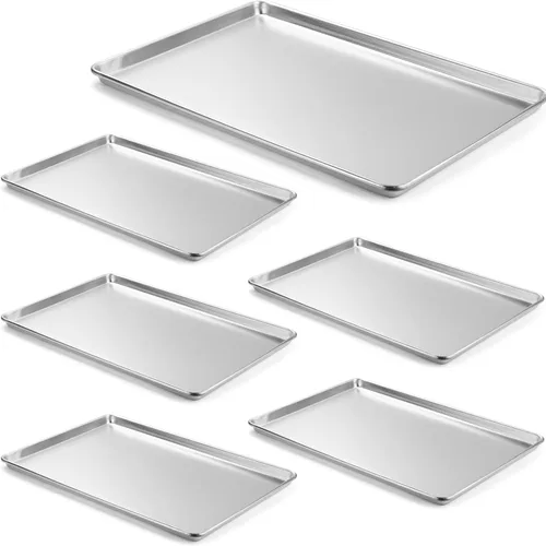 Miniatura 7 de CURTA Paquete de 12 Bandejas de Lámina de Aluminio, Certificadas NSF Tamaño Medio 13 x 9 pulgadas Bandeja Comercial para Panadería Pasteles y 13 x