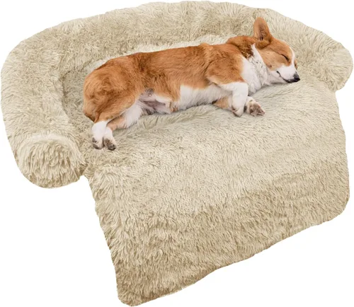 Miniatura 35 de Cama calmante para perro, tapete de felpa esponjoso para perros con protector de muebles con funda extraíble lavable para perros y gatos grandes