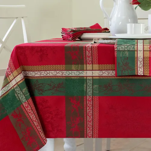 Miniatura 9 de Benson Mills Mantel de tela tejida teñida con hilo pesado, para entretenimiento navideño, invierno y Navidad