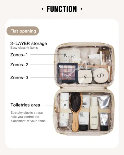 Miniatura 4 de EACHY Bolsa de Aseo Colgante de Viaje, Organizador de Maquillaje de Cuero PU con 4 Compartimentos Impermeable Tamaño Completo Artículos Esenciales